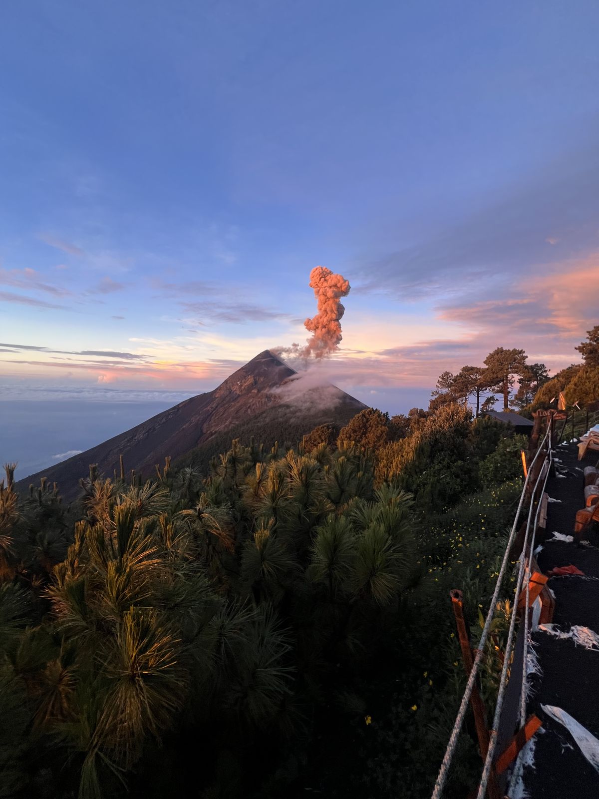 Volcán de Fuego erupting, viewed from Acatenango, Guatemala