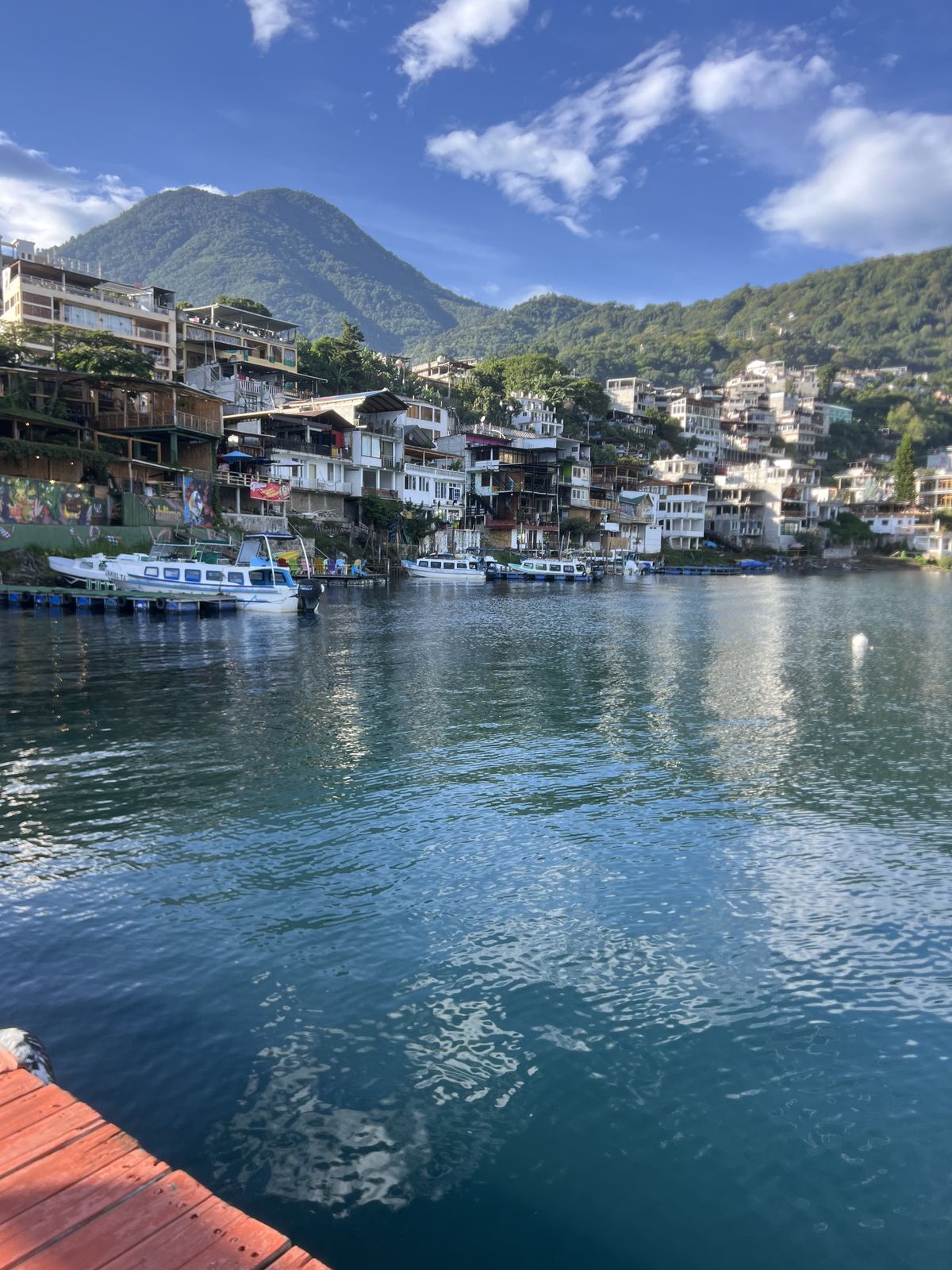 Lake Atitlán town from the water, Guatemala